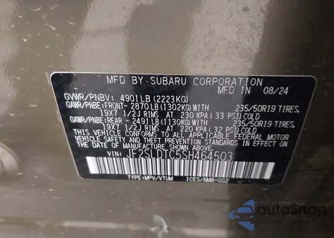 2025 Subaru Forester Limited from USA, damaged, VIN JF2SLDRC3SH484403
